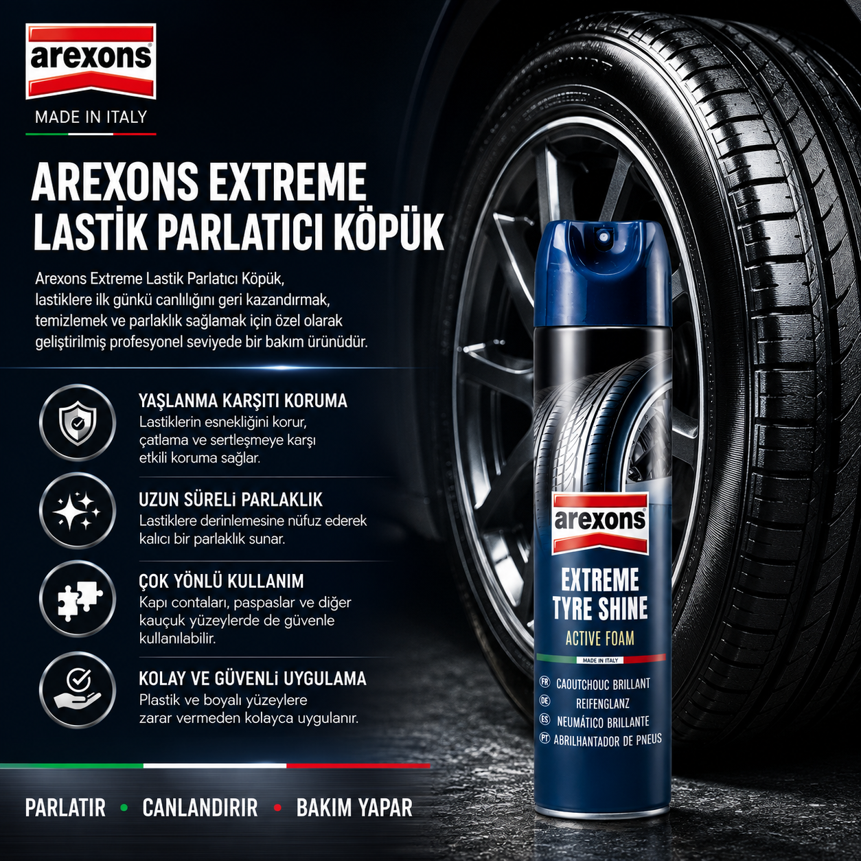Arexons Lastik Siyahlatıcı ve Koruyucu Süt 400ml