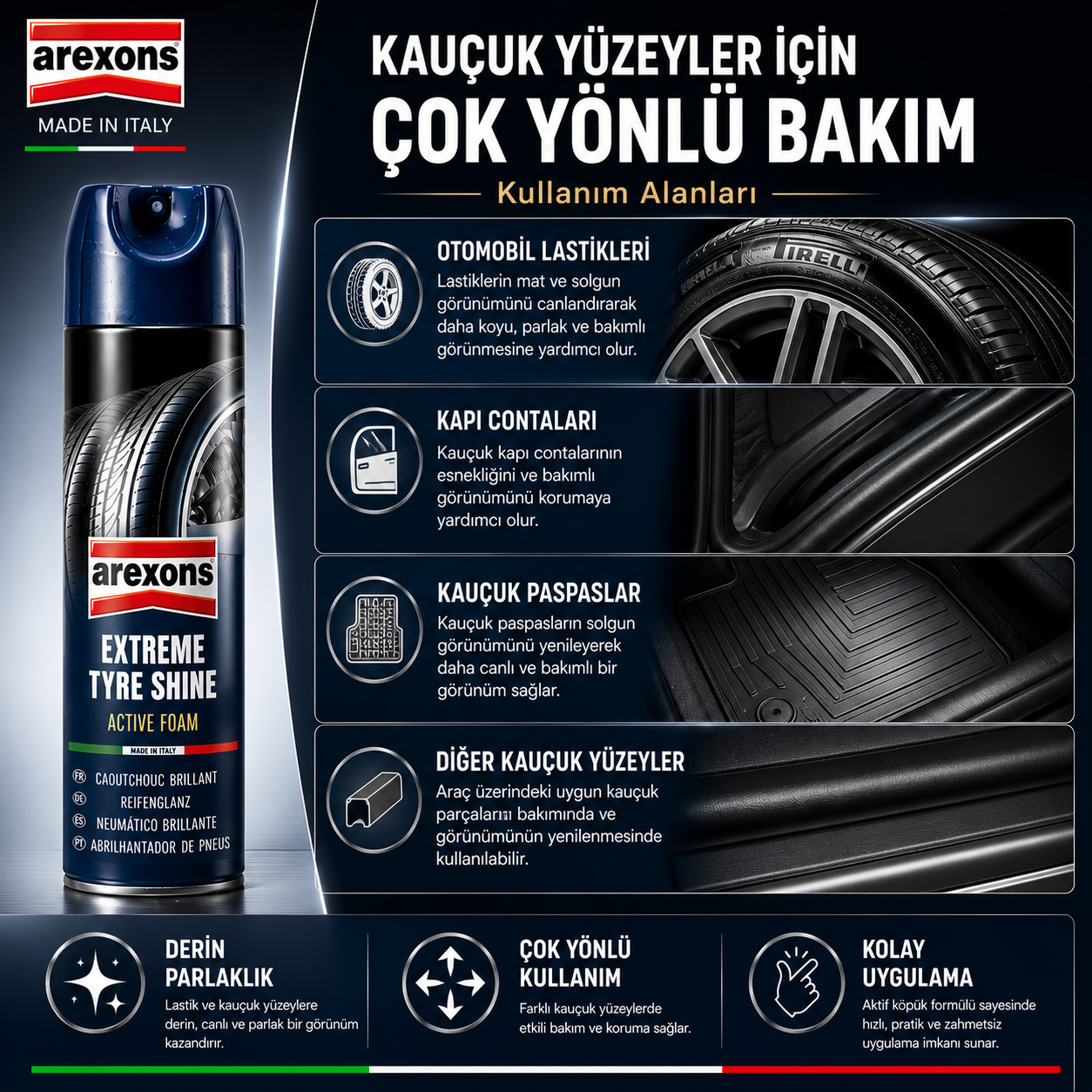 Arexons Lastik Siyahlatıcı ve Koruyucu Süt 400ml