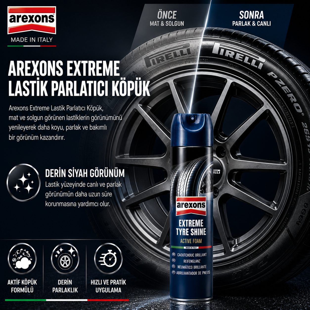 Arexons Lastik Siyahlatıcı ve Koruyucu Süt 400ml