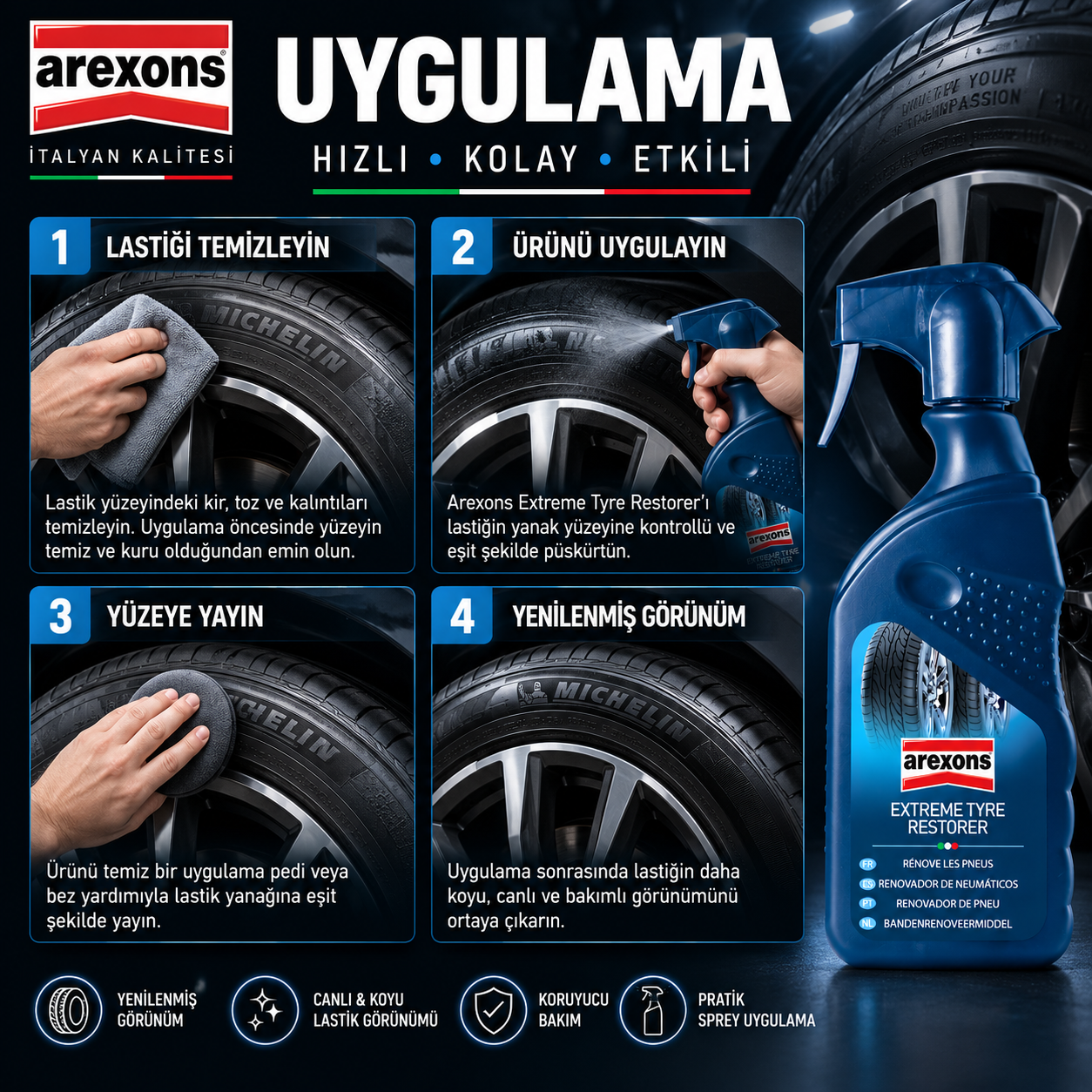 Arexons Extreme Lastik Yenile. Koru. Sprey 400 ml