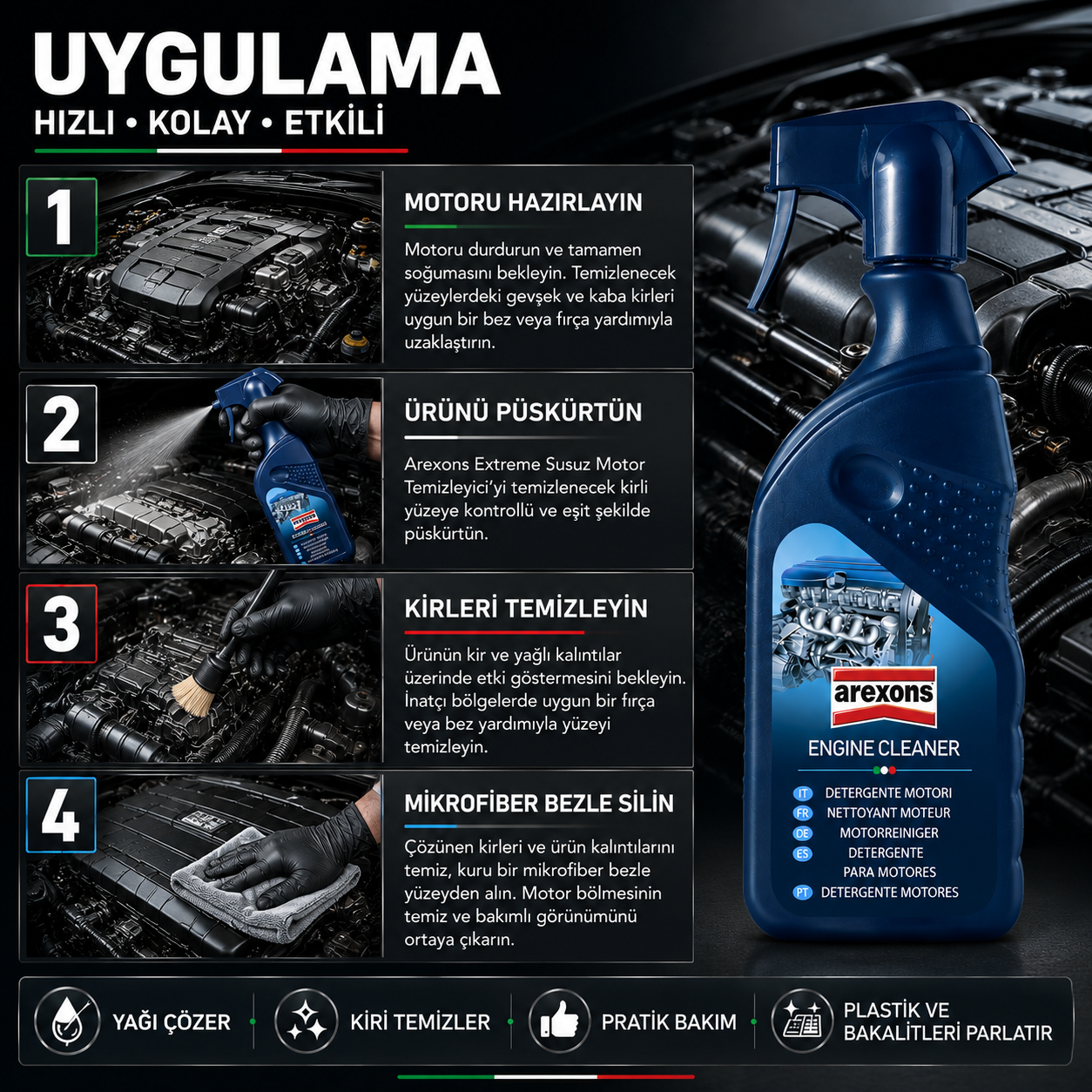 Arexons Extreme Susuz Motor Temizleyici 400 ml