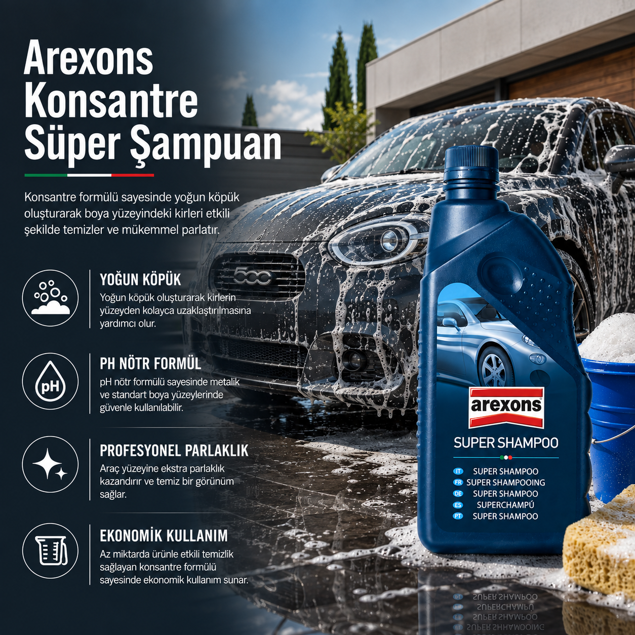 Arexons Konsantre Süper Şampuan 1 Lt