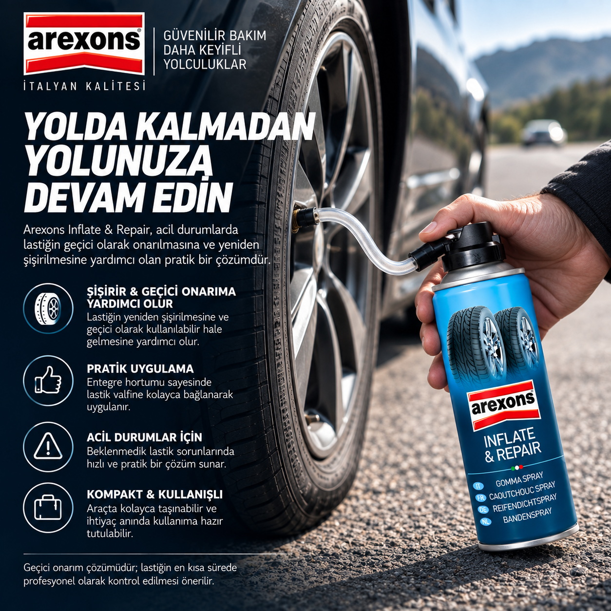 Arexons Lastik Şişirme Tamir Köpüğü 300 ml