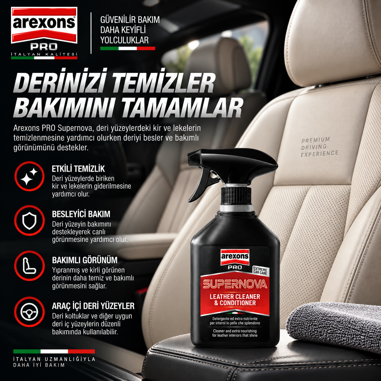 Arexons Pro Supernova - Deri Temizleyici Yenileyici ve Bakım Spreyi 500 ml