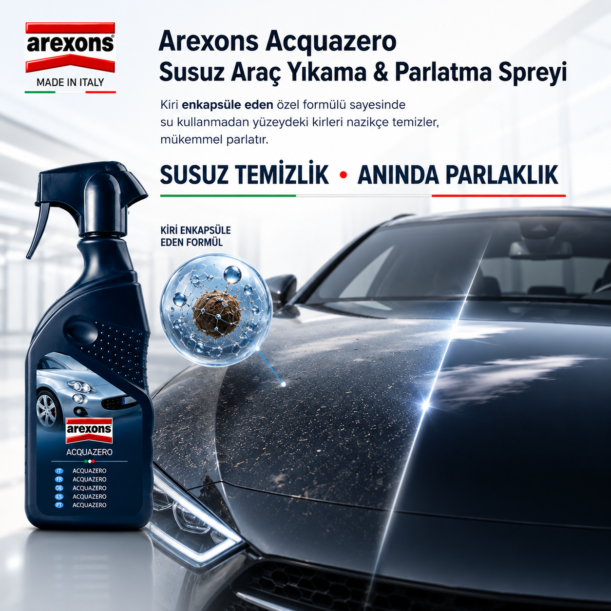 Arexons Susuz Araç Yıkama Parlatma Sprey 400 ml