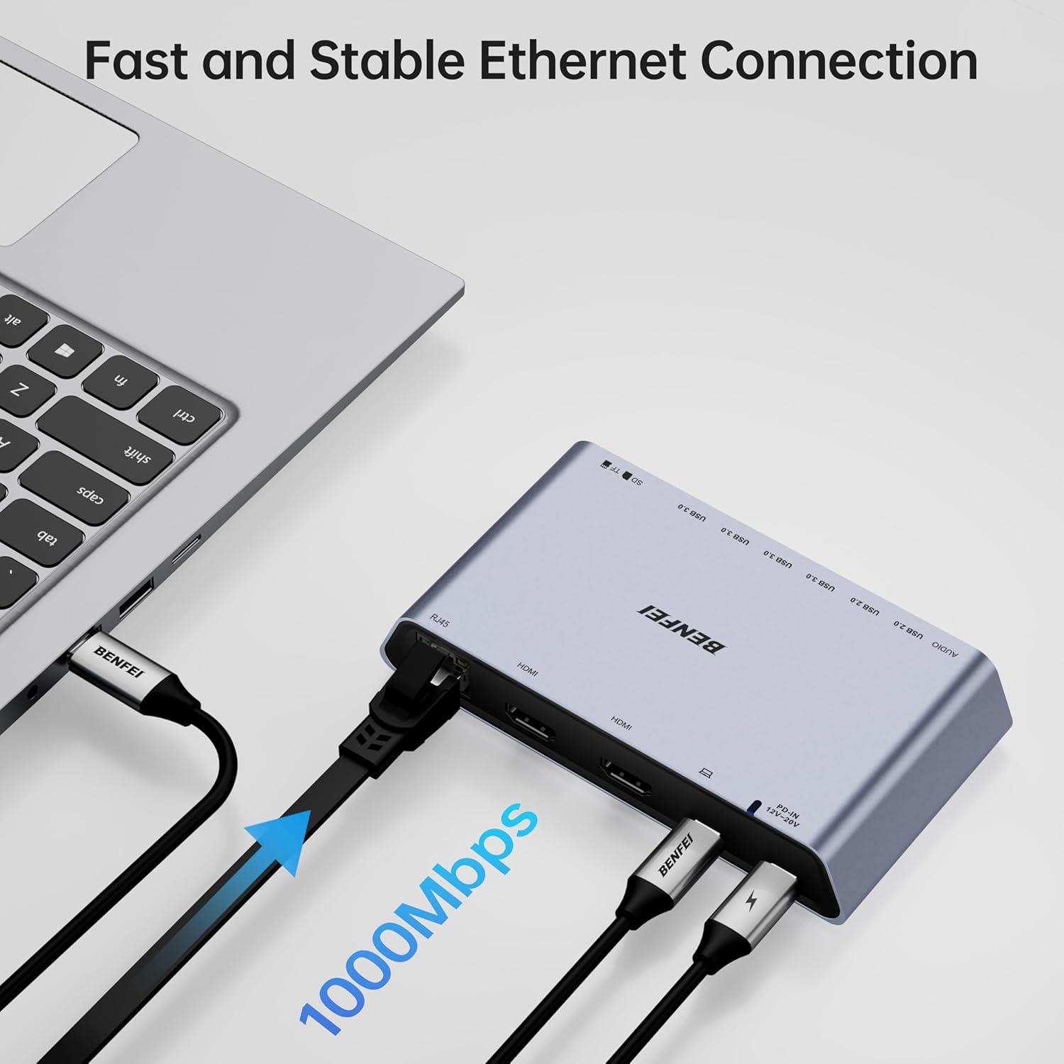 BENFEI DisplayLink 12si 1 arada USB Çift HDMI Ekr