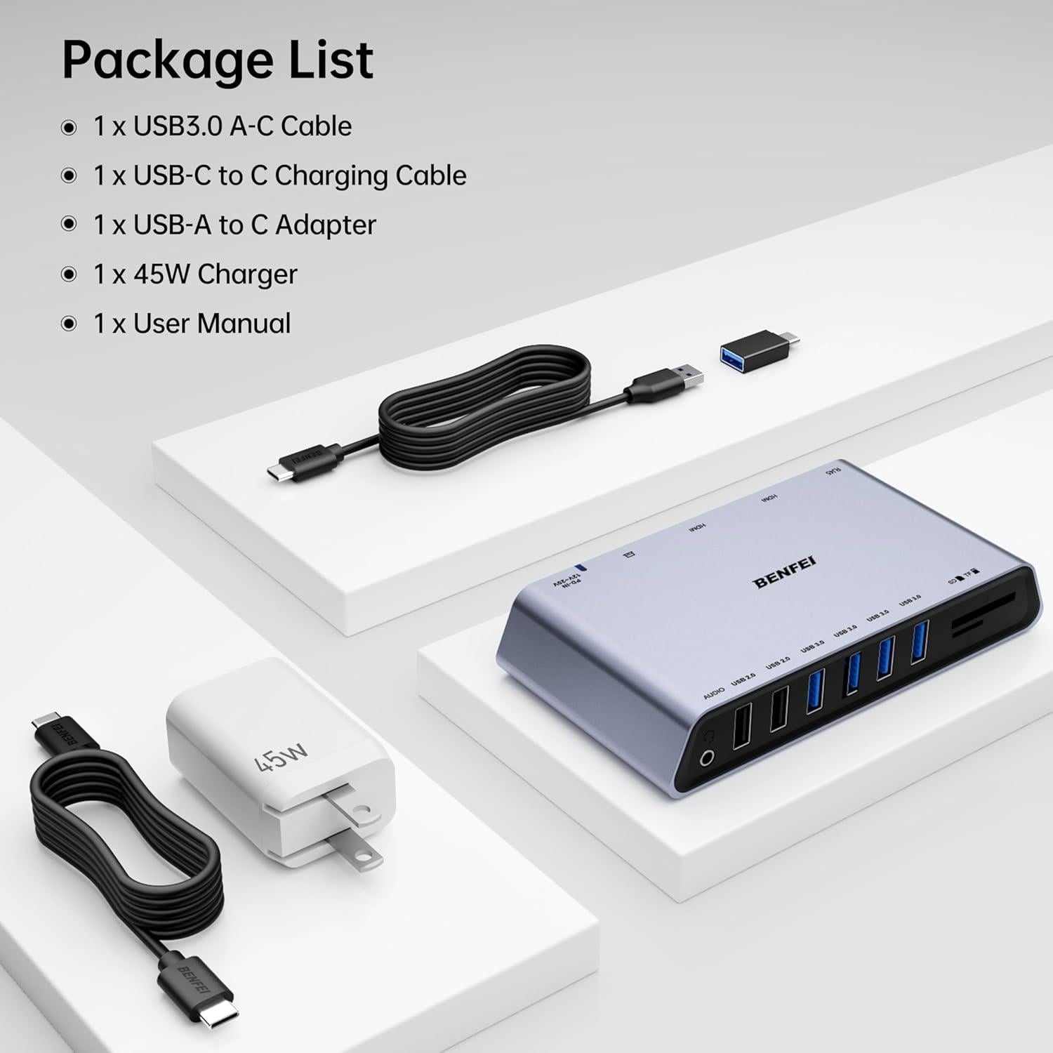 BENFEI DisplayLink 12si 1 arada USB Çift HDMI Ekr