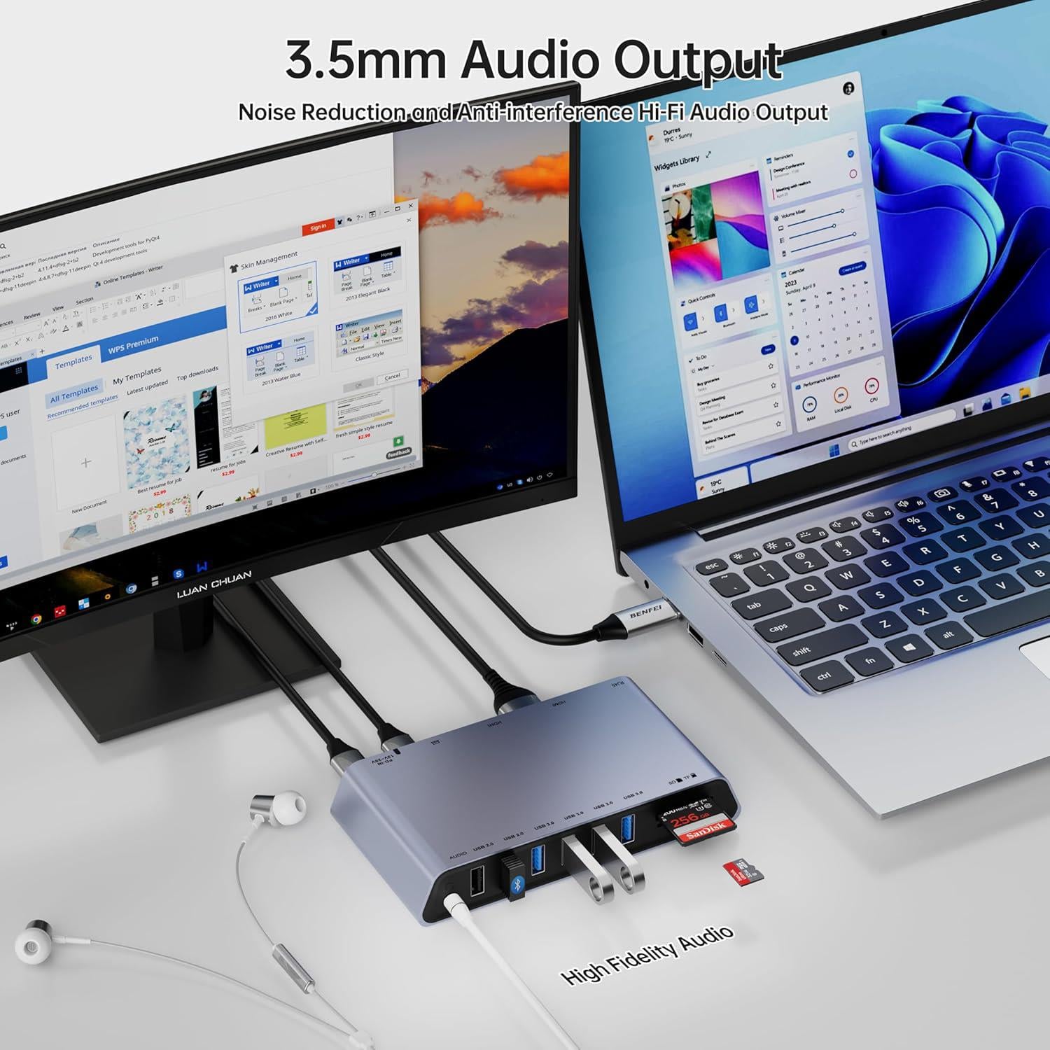 BENFEI DisplayLink 12si 1 arada USB Çift HDMI Ekr