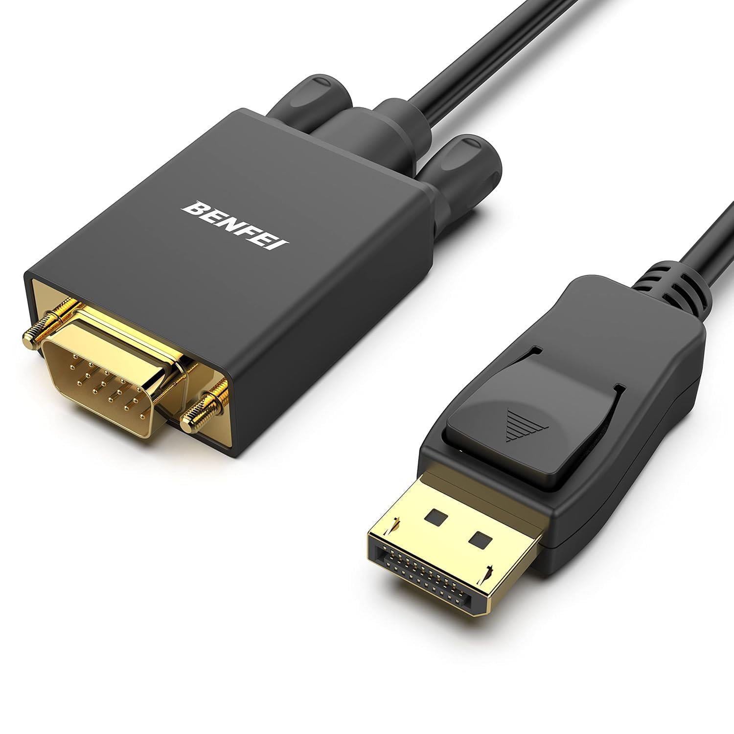 BENFEI DisplayPort - VGA Kablo, 1.8 Metre | Bilgisayar/Laptoptan Monitör/Projeksiyon VGA Girişine | Altın Kaplama Adaptör Uç | HDMI veya USB ile Uyumsuz, Tek Yönlü Dönüştürücü