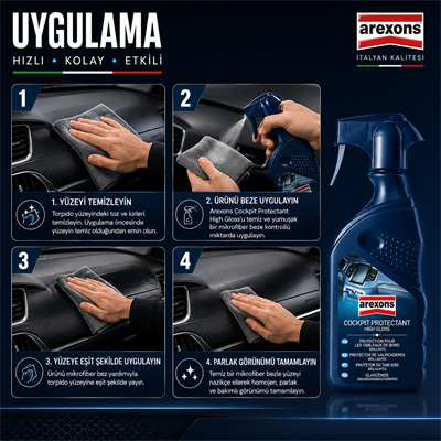 Arexons Torpido Temizleyici Koruyucu Bakım Kremi Parlak 400 ml