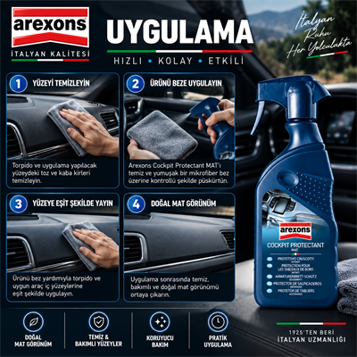 Arexons Torpido Temizleyici Koruyucu Bakım Kremi Mat 400 ml