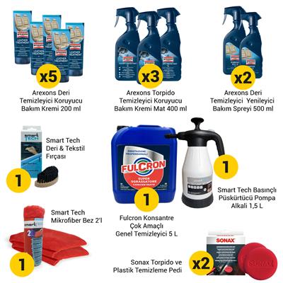 Profesyoneller için Detaylı İç Temizlik Deri  Hizmeti & Ürün Paketi (10 Araç için)