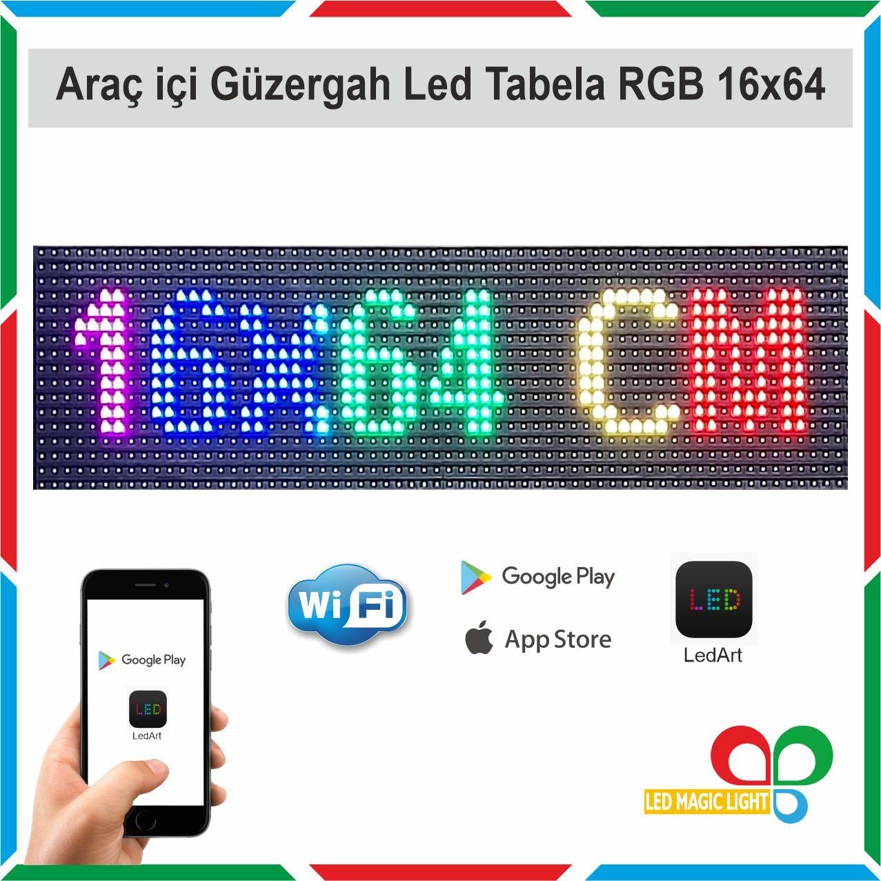  16x64 Rgb(full Renk) Araç Içi Güzergah Led Tabela Kayan Yazı