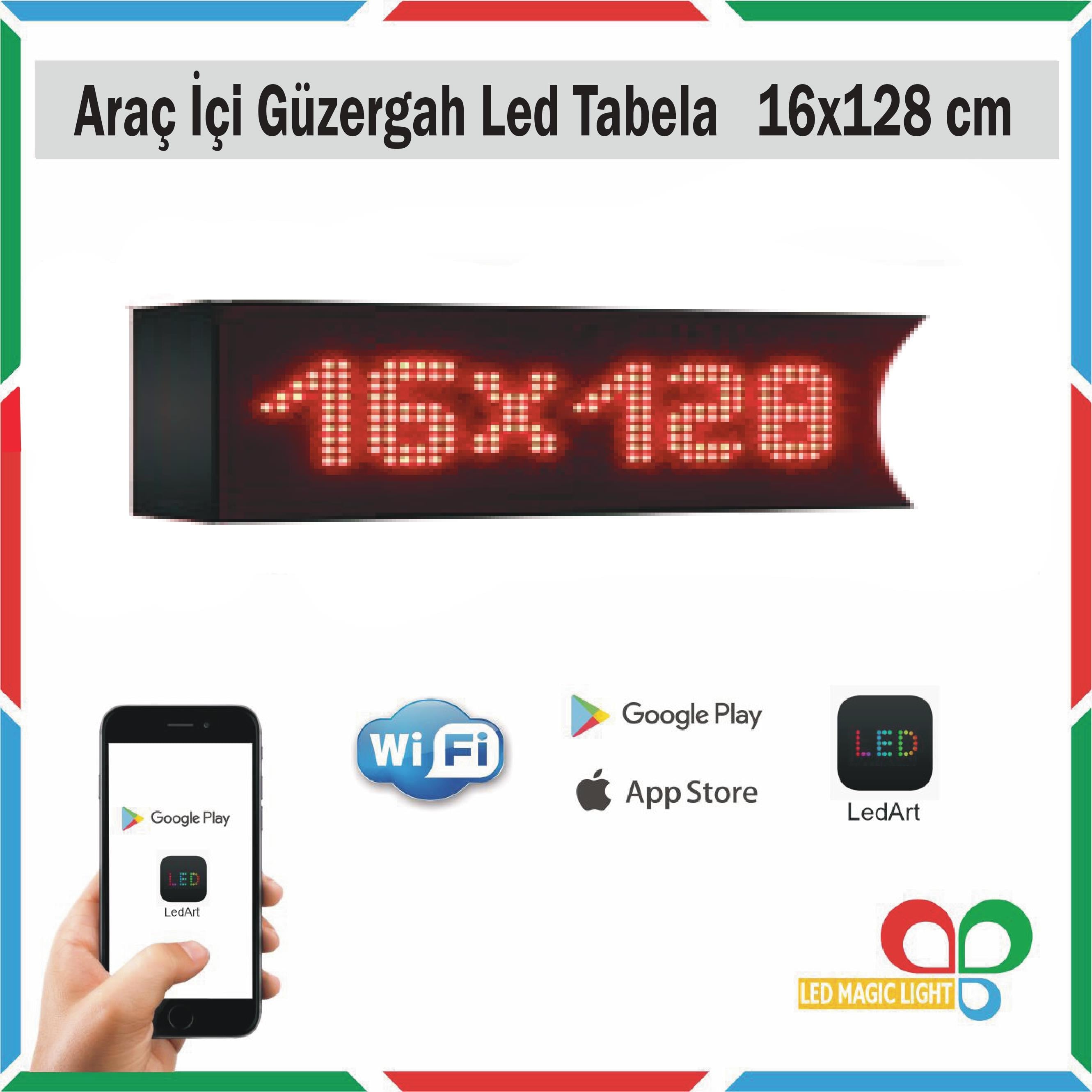 16x128  Kırmızı Araç içi Güzergah Led Tabela Kayan Yazı
