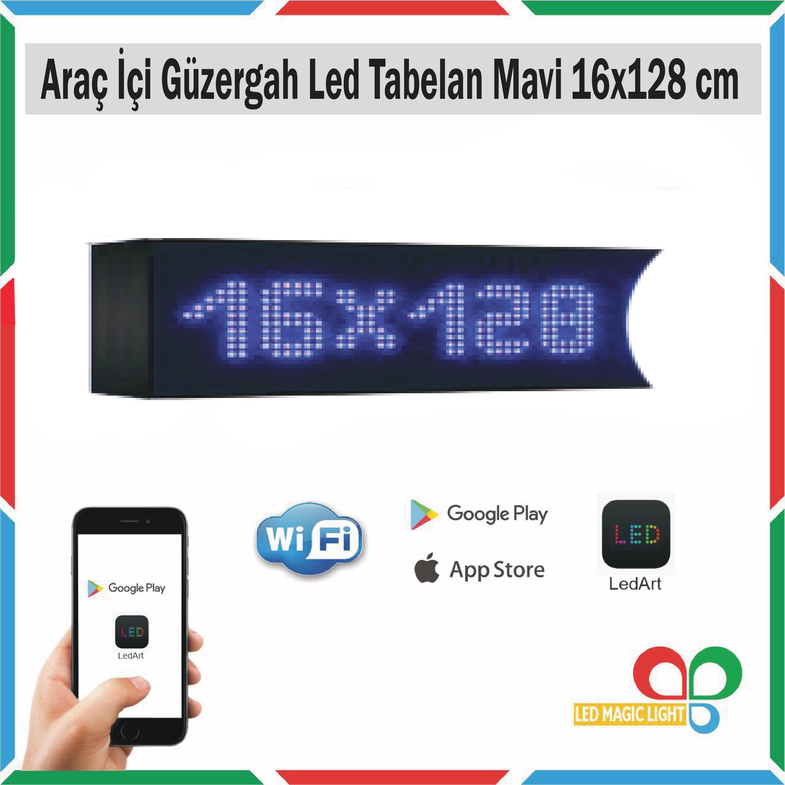 16x128  Mavi  Araç içi Güzergah Led Tabela Kayan Yazı