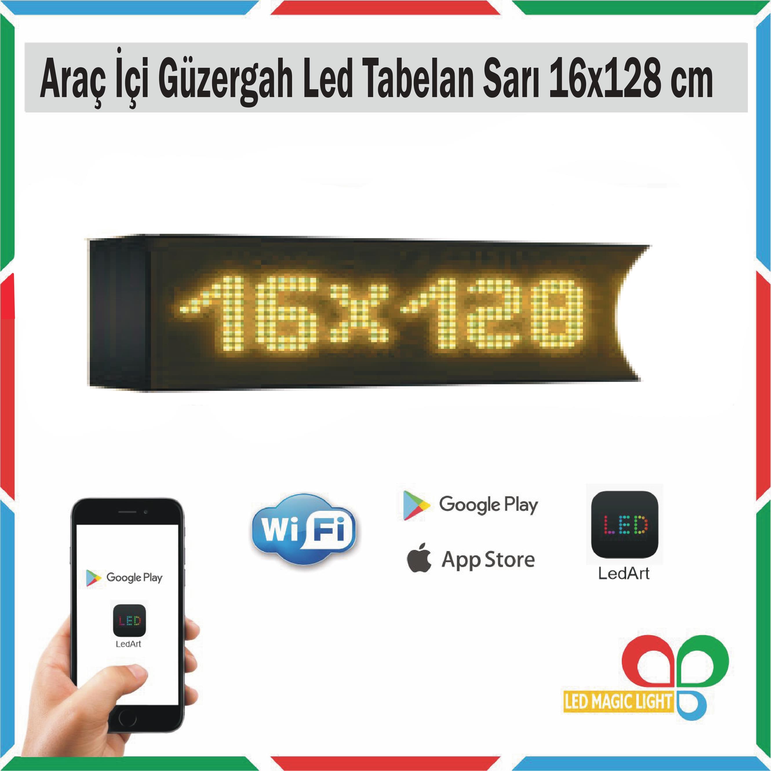 16x128  Sarı Araç içi Güzergah Led Tabela Kayan Yazı