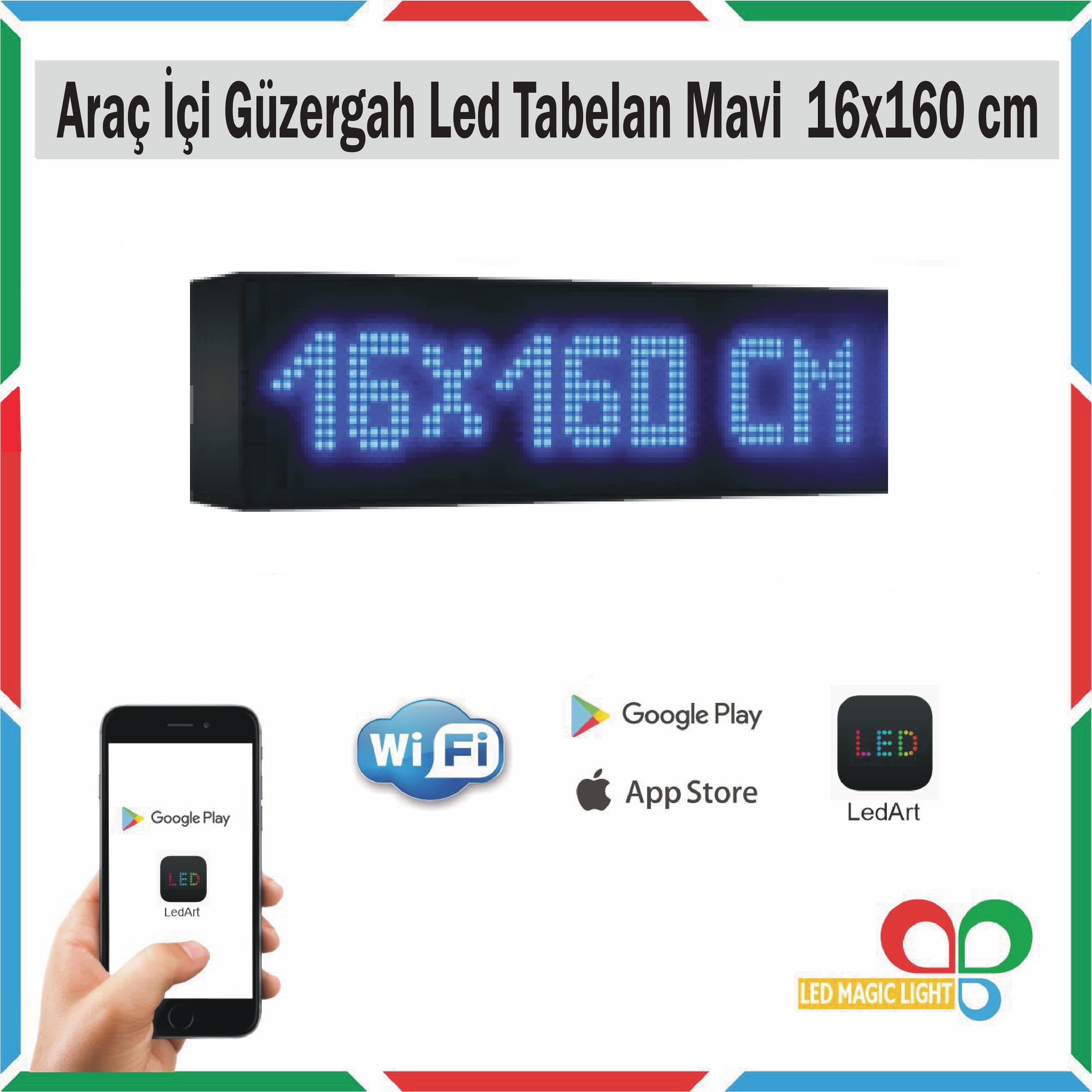 16x160 Mavi Araç içi Güzergah Led Tabela Kayan Yazı
