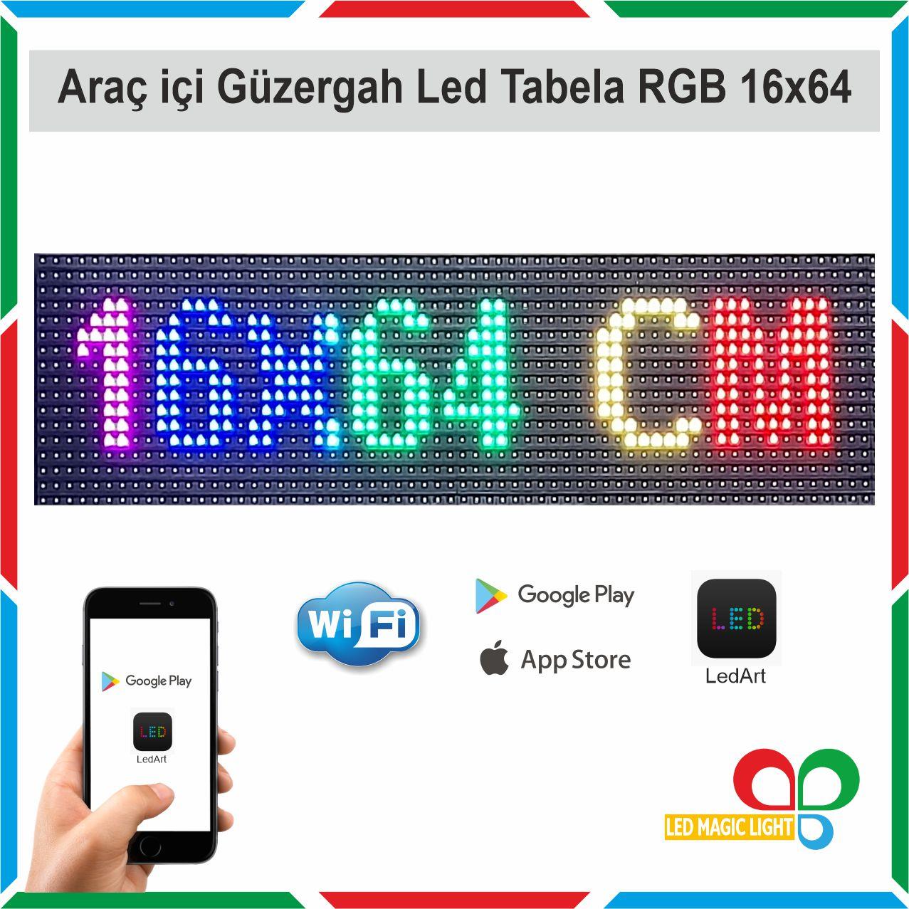  16x64 Rgb(full Renk) Araç Içi Güzergah Led Tabela Kayan Yazı