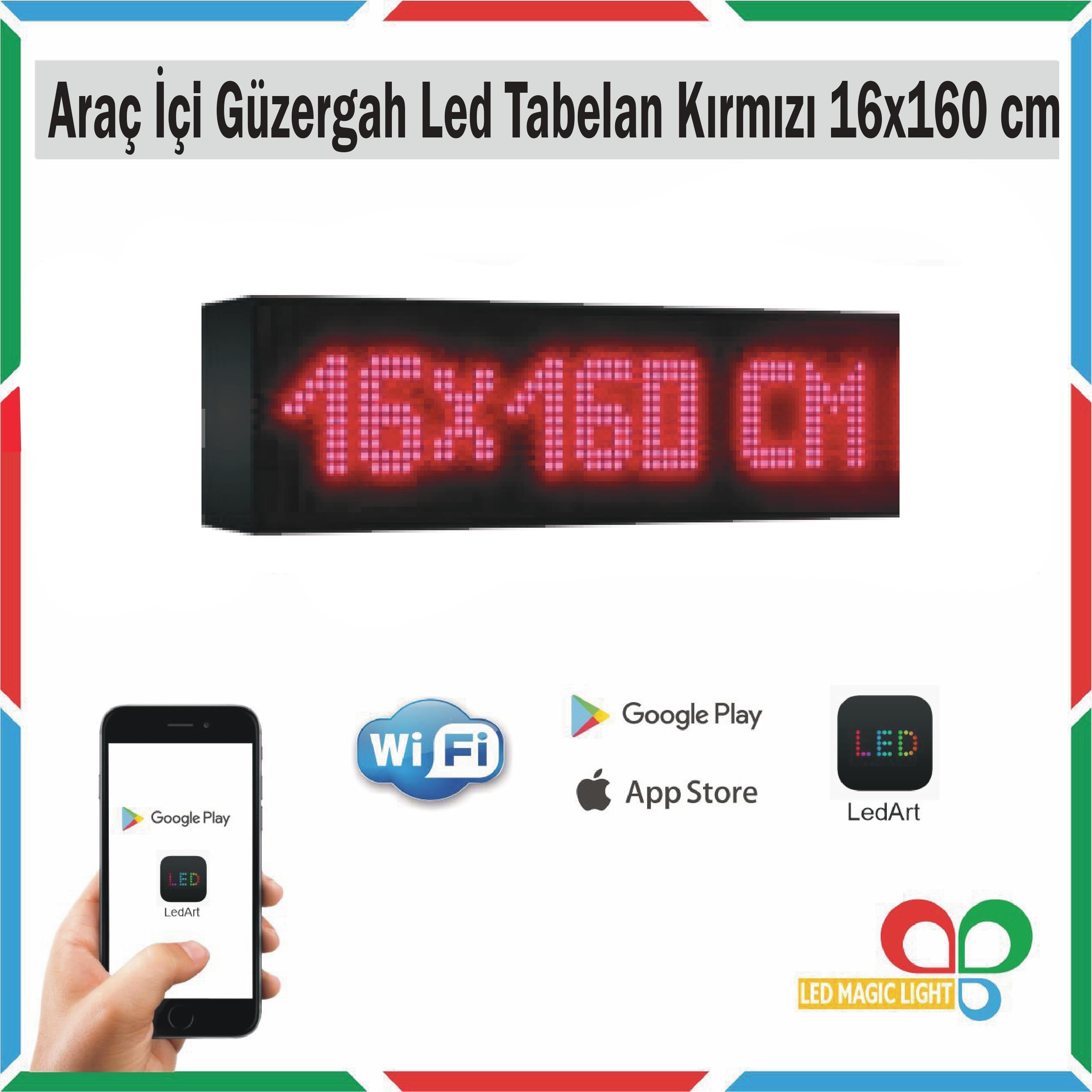 16x160 Kırmızı  Araç içi Güzergah Led Tabela Kayan Yazı