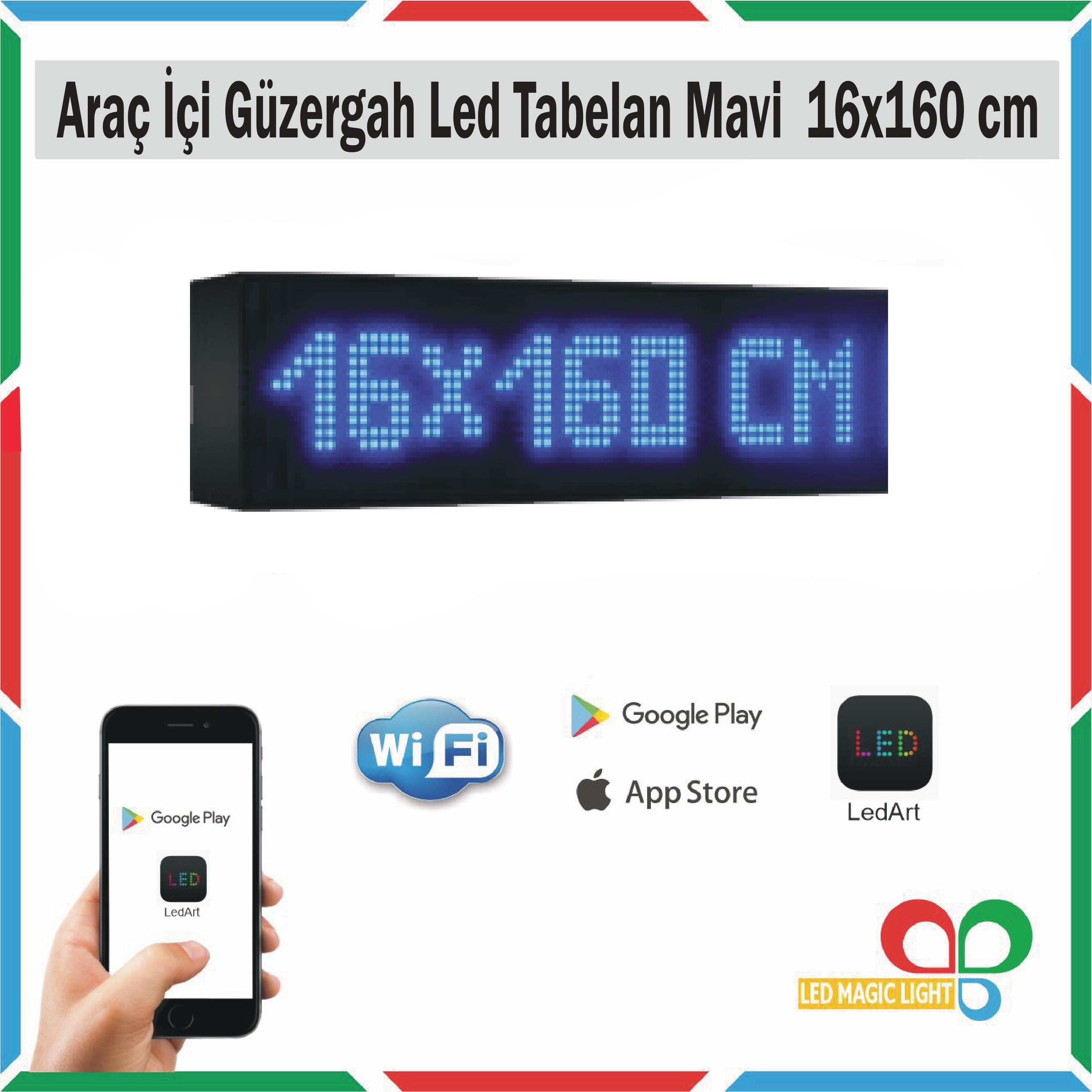 16x160 Mavi Araç içi Güzergah Led Tabela Kayan Yazı