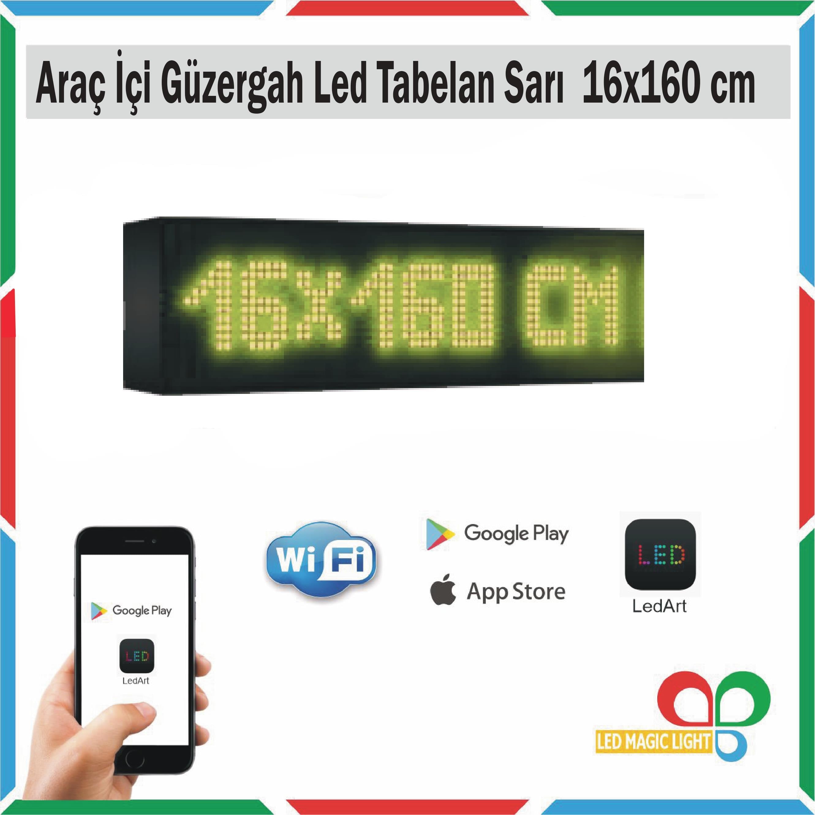 16x160 Sarı  Araç içi Güzergah Led Tabela Kayan Yazı