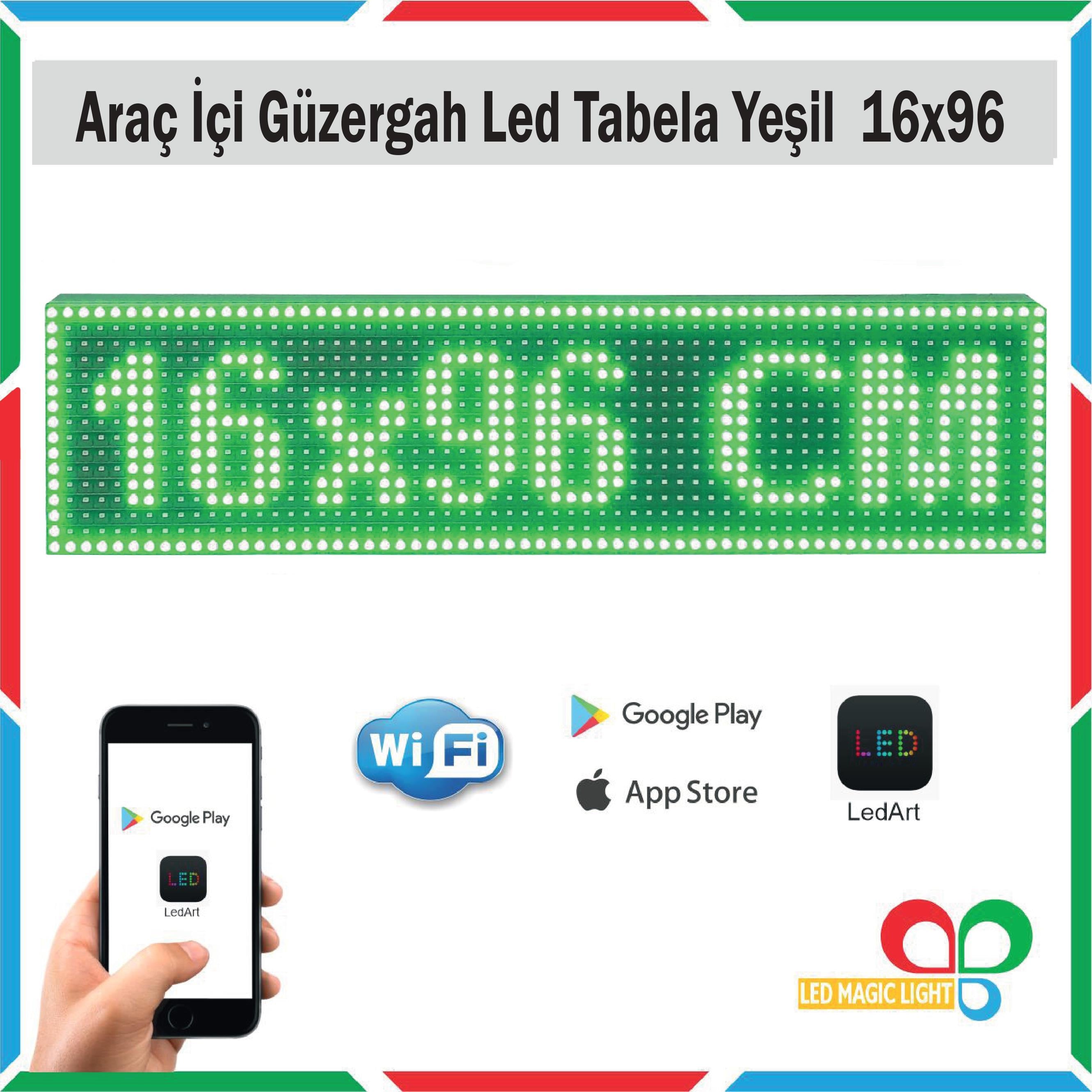 16x96 yeşil Araç içi Güzergah Led Tabela Kayan Yazı