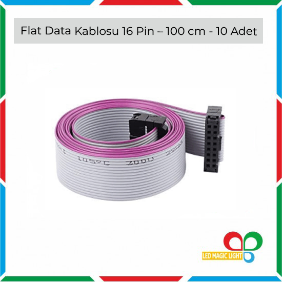 FLAT DATA KABLO – KAYAN YAZI KABLOSU 16 PİN – 100 cm - 10 Adet