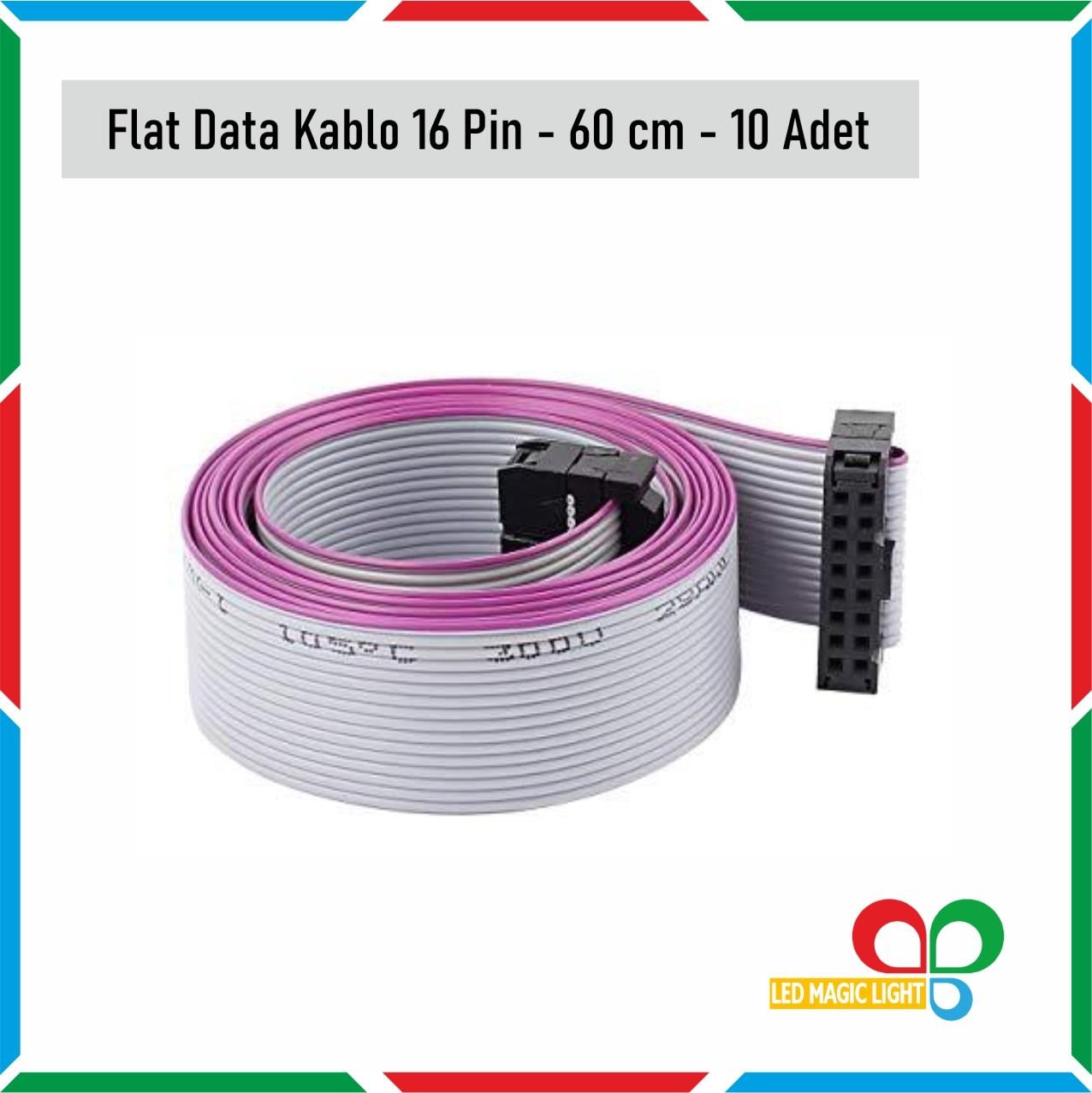 FLAT DATA KABLO – KAYAN YAZI KABLOSU 16 PİN – 60 cm - 10 Adet