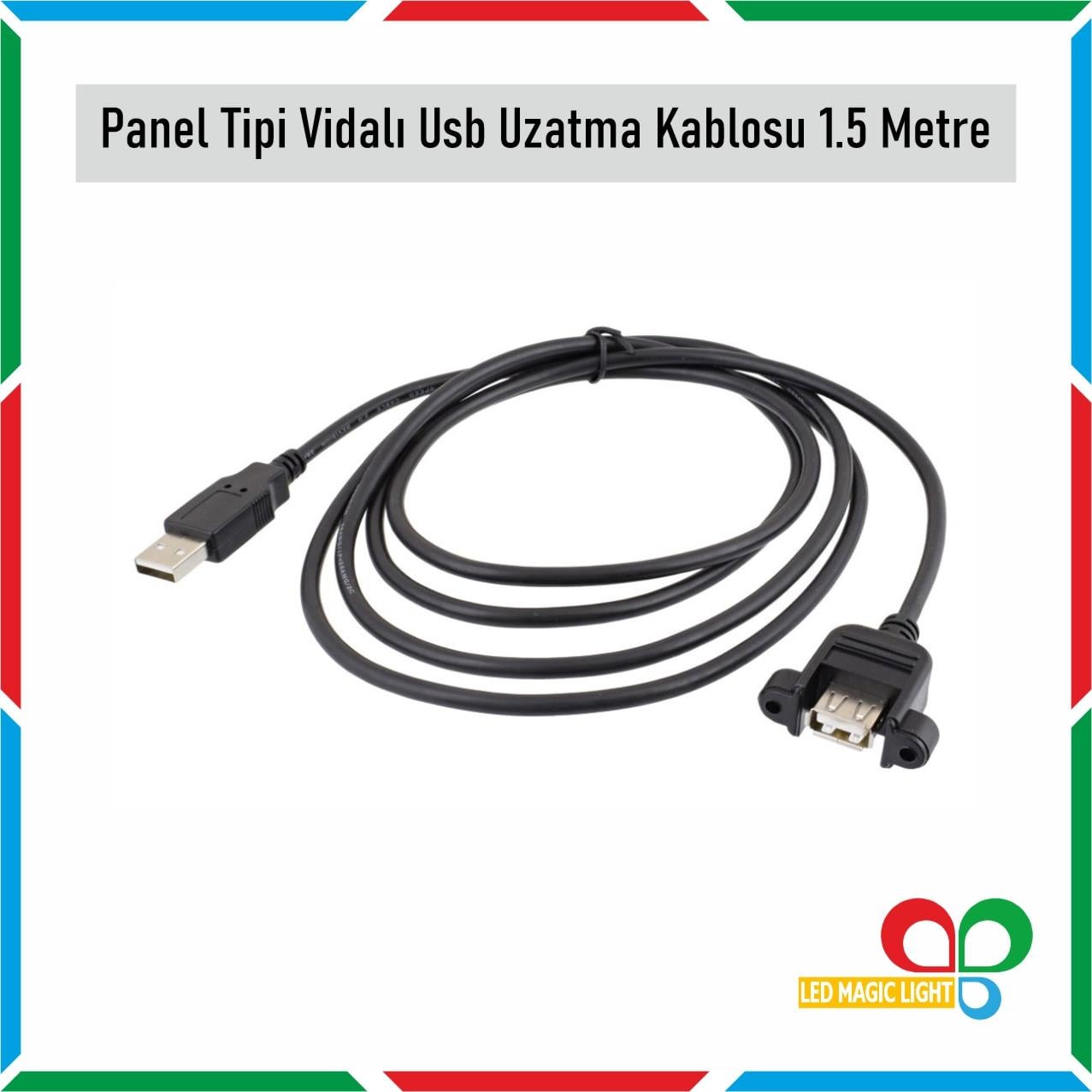 PANEL TİPİ VİDALI USB UZATMA KABLOSU 1 Metre