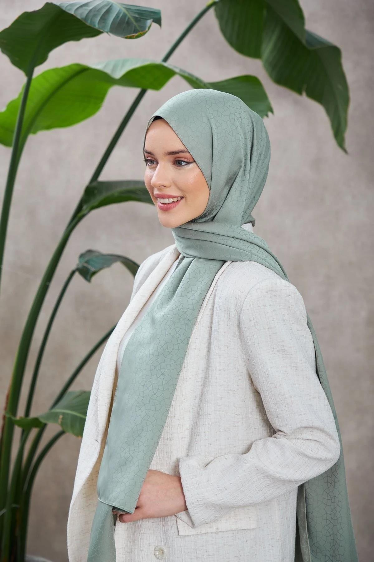 Alesa Desen İpeksi Jakar Şal Deniz Yeşili 9003-25