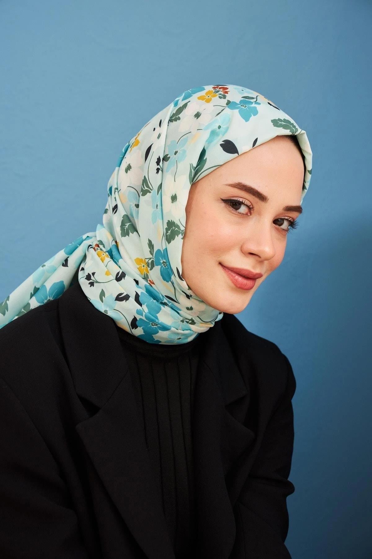 Amelia Desenli Pamuk Şal Gök Mavi 3025-10