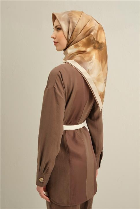 Armine Çiçek Desenli Saf İpek Sura Eşarp 9310D 36