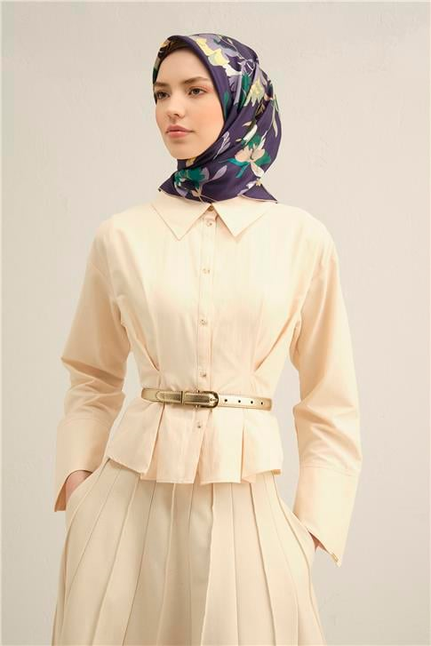 Armine Çiçek Desenli Saf İpek Sura Eşarp 9342D 54