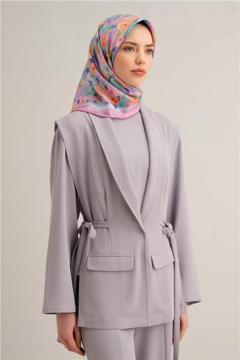 Armine Çiçek Desenli Saf İpek Sura Eşarp 9300D 06