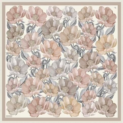 Armine Çiçek Desenli Saf İpek Twill Eşarp 9403D 81