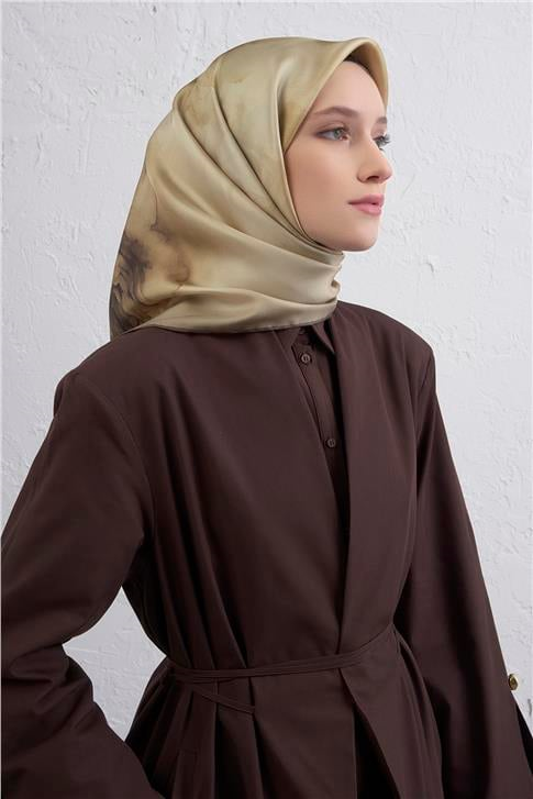 Armine Çiçek Desenli Saf İpek Twill Eşarp 9426D 54