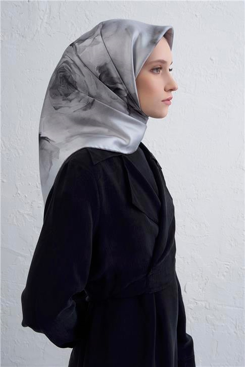 Armine Çiçek Desenli Saf İpek Twill Eşarp 9426D 83