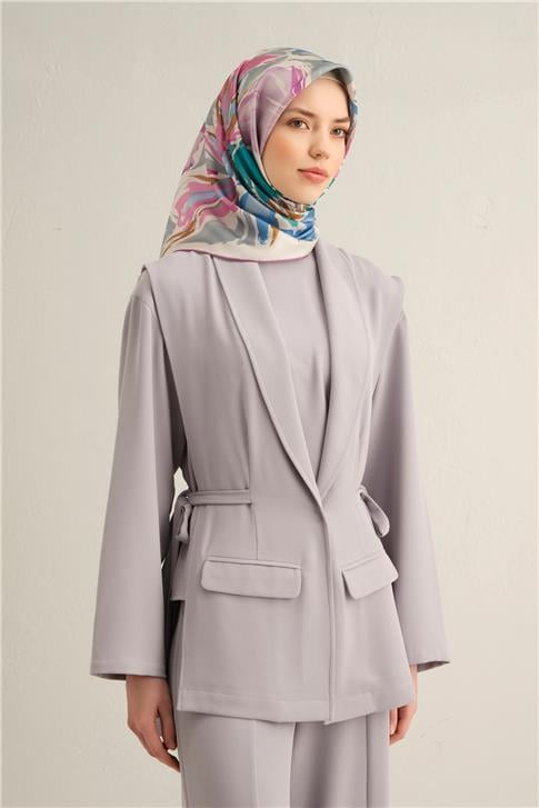 Armine Çiçek Desenli Saf İpek Twill Eşarp 9337D 06