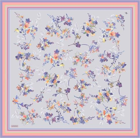 Armine Çiçek Desenli Saf İpek Twill Eşarp 9316D 80
