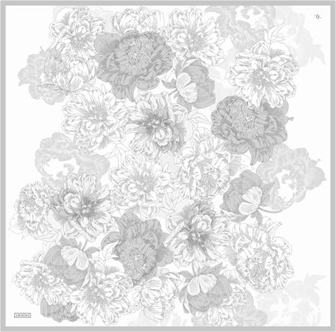 Armine Çiçek Desenli Saf İpek Twill Eşarp 9330D 84