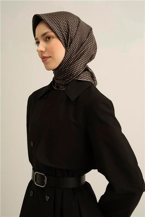 Armine Çiçek Desenli Saf İpek Twill Eşarp 9307D 04