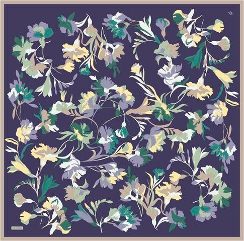 Armine Çiçek Desenli Saf İpek Twill Eşarp 9342D 54