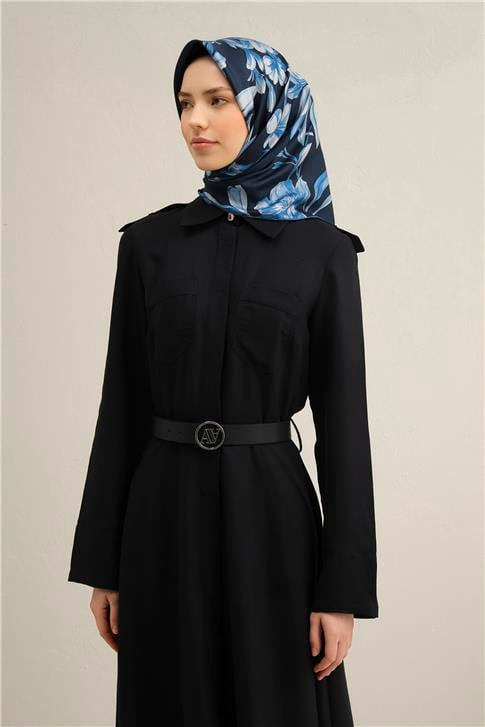 Armine Çiçek Desenli Saf İpek Twill Eşarp 9324D 51