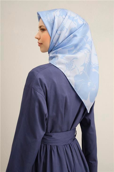 Armine Çiçek Desenli Saf İpek Twill Eşarp 9344D 42