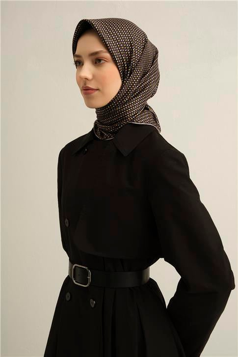 Armine Çiçek Desenli Saf İpek Twill Eşarp 9307D 04