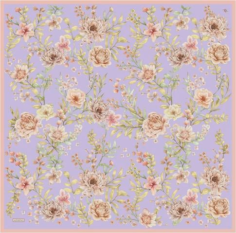 Armine Çiçek Desenli Saf İpek Twill Eşarp 9347D 50