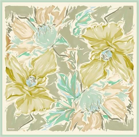 Armine Çiçek Desenli Saf İpek Twill Eşarp 9337D 83
