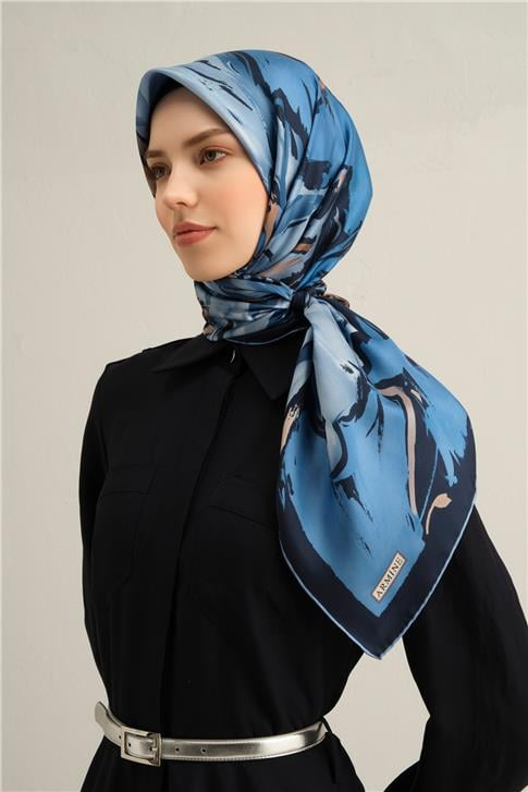 Armine Çiçek Desenli Saf İpek Twill Eşarp 9337D 81