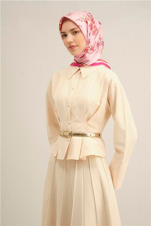 Armine Çiçek Desenli Saf İpek Twill Eşarp 9316D 50