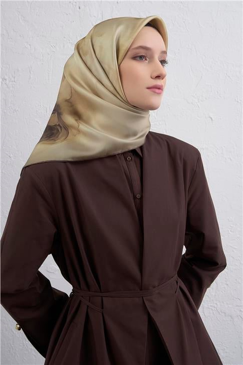 Armine Çiçek Desenli Saf İpek Twill Eşarp 9426D 54
